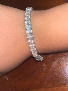 Lab diamond Sparkling Tennis Bracelet set in silver